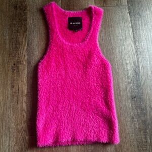 Le Superbe Fuzzy Tank Top in Hot Pink